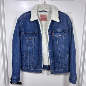 Levi's Sherpa Denim Trucker Jacket S Medium Wash